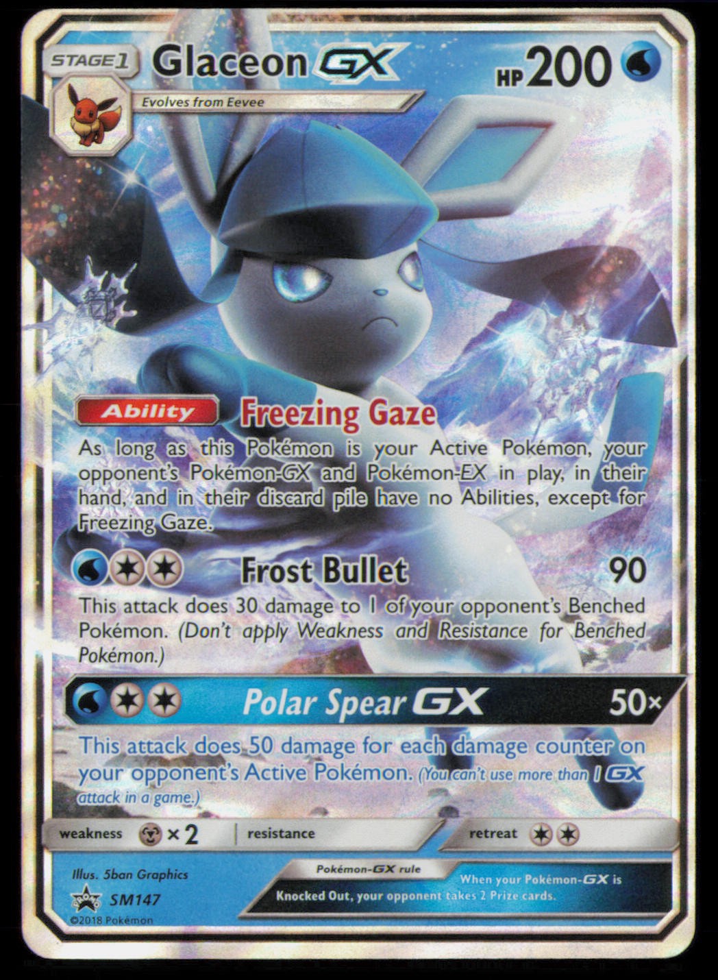 Glaceon GX - SM147 Holo Promo Sun & Moon Promo Pokemon Near Mint