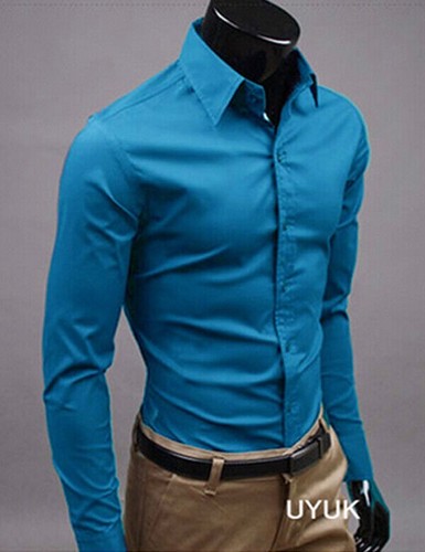 Men's Long Sleeve Shirt Formal Business Work Dress Shirts Casual Slim Fit Tops~ㅖ - Picture 21 of 29