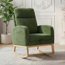 Rocking Nursery Chair with Foot Rest High Backrest Recliner Armchair Living Room