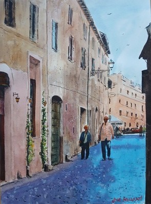 Watercolor Original Painting  11'' x 15'' ''Rome Walks'' NOT A PRINT