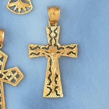 Jesus Christ on Cross Charm Pendant 14k Gold