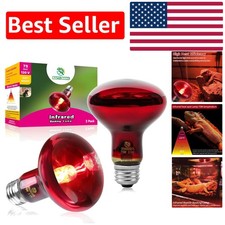 2 Pack Infrared 75W Red Heat Emitter Bulbs - Ideal for Reptiles  Amphibians