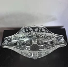 RARE Cambridge Rose Point Clear Etched Corinth 3400/47 Footed Crimped Bowl
