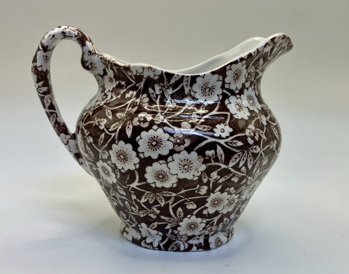 Vintage Crownford China Co Staffordshire CALICO BROWN Pitcher Jug England - Picture 2 of 7