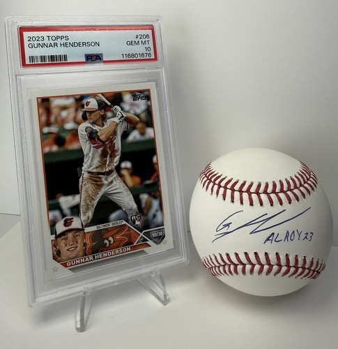 2023 Topps Gunnar Henderson #206 RC PSA 10 & Signed “AL ROY 23” MLB Ball