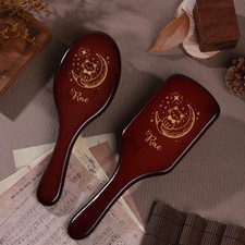 Personalized Bamboo Hair Brush, Custom Name Comb Natural Wooden Bamboo Brush