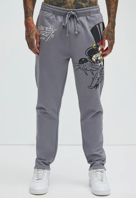 Ed Hardy Love Kills Skull Drawstring Screen Print Sweatpants Gray-Size: XXL -NEW