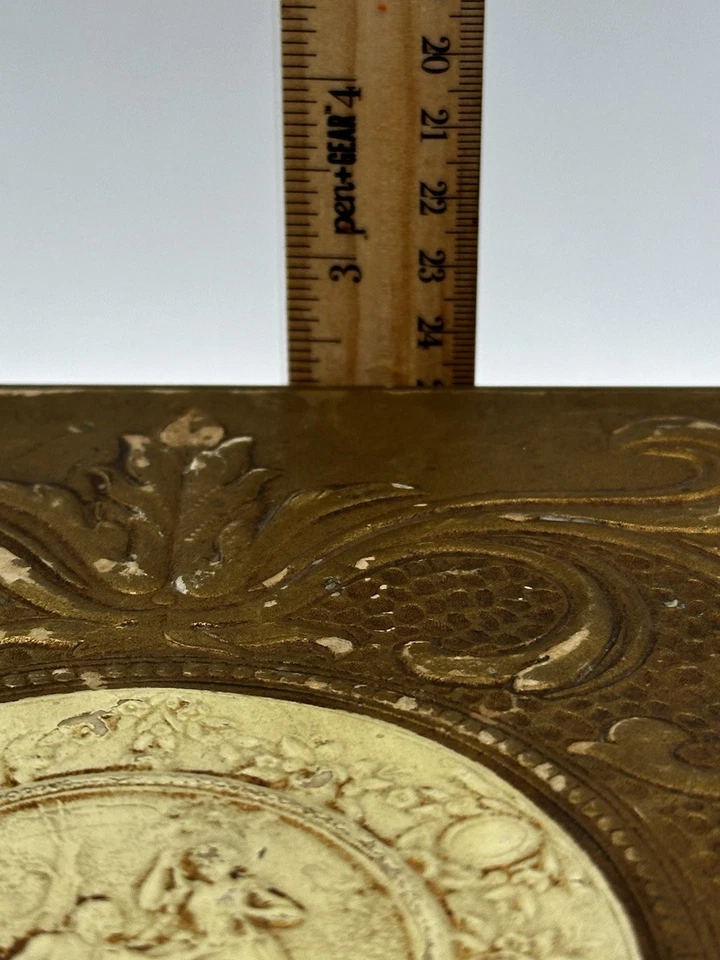 Antigua caja de baratijas victoriana de madera dorada con espejo para joyería Foto 4 de 4