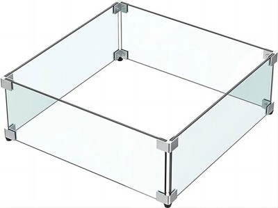 Mesida 15''x15''x6'' Feuerstelle Glas Windschutz, Hartglas Feuerstelle Tisch