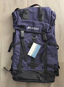 BNWT Everest Hiking Backpack Gear Bag 48L, 8045D, Medium Size, Navy Blue/Black