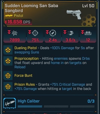Borderlands 4 (BL4)   MODDED Songbird   (16K DPS/Lightly Modded) (Proprio/Forc)