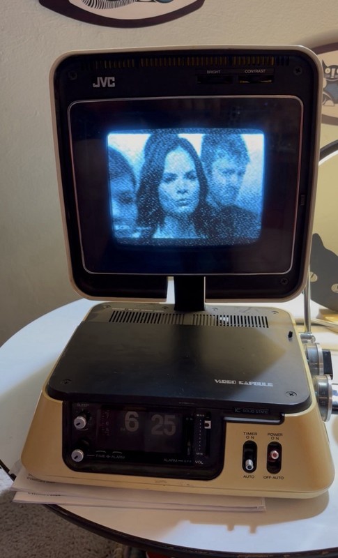 Vintage JVC Working Video Capsule Pyramid Model 3100D Television With Flip Clock