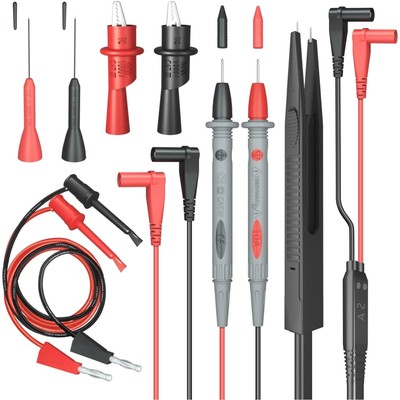 Elektrisches Multimeter-Messleitungsset mit Krokodilklemmen, Prüfhaken, Prüfs...