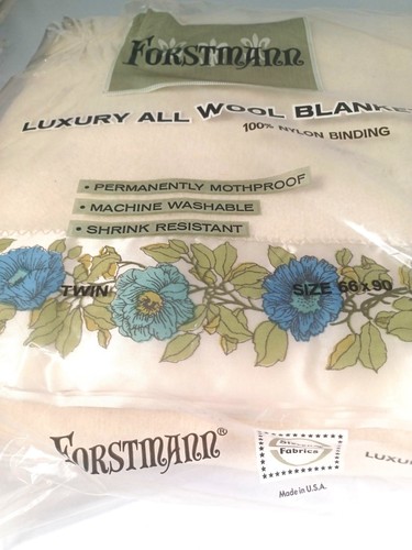 NEW Vtg 1960s Forstmann Virgin Wool Twin Blanket Stevens Fabrics Castle Garden - Picture 6 of 12