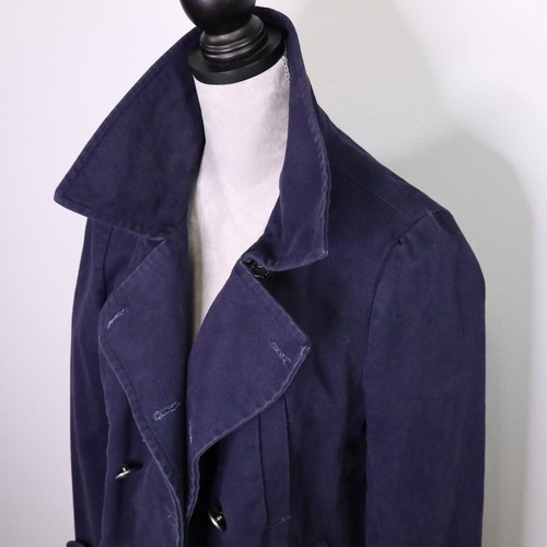 Gap Jacket Womens Small Blue Pea Coat Cotton Twill Double Breasted Unlined - Picture 19 of 24