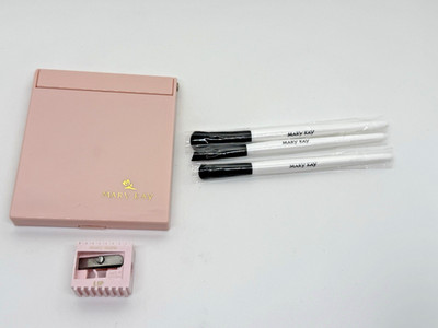 Mary Kay Makeup Brush Set Eyeshadow Eyeliner Smudge Mirror Sharpener 5 Pieces