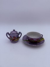 Antique Japan Lusterware Child Tea Set Sugar Cup Saucer Cottage 1930s
