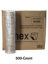 500pk Disposable Coffee Cups BULK Double Wall Takeaway Cups Individually Wrapped
