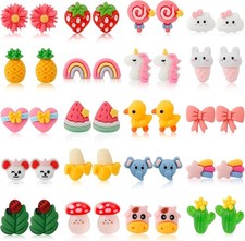 Kids Clip On Earrings for Girls 20/30/40 Pairs Hypoallergenic Cute A 20
