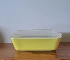Vintage Pyrex Yellow 503-B Refrigerator Dish with Clear Ribbed Glass Lid