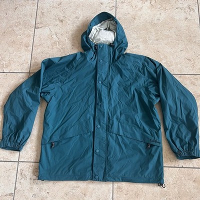 VTG LL Bean Large Stowaway Gore-tex Rain Jacket Men Hooded Zip Up Outdoors Green