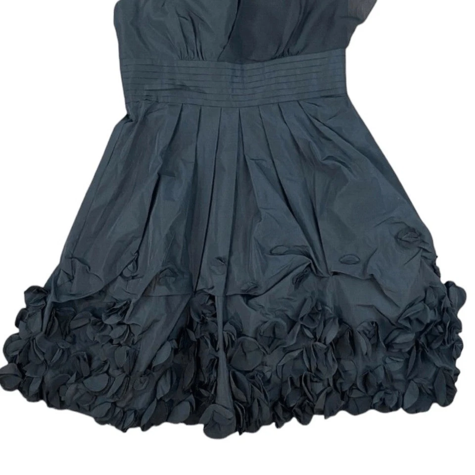 BCBG Black One Shoulder Dress Women’s Size 2 Petal Hem Silk - Image 3 of 4