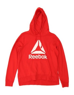 Reebok Damen Grafik Hoodie Pullover UK 14 Medium rot Baumwolle CY72