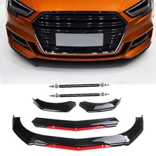 Front Bumper Lip Splitter Spoiler Body Kit Gloss Black Red For 17-20 Audi A3 S3