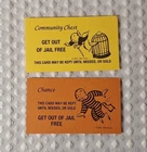 Get Out of Jail Free Monopoly Card Gag Gift Set Lot of 2 Orange & Yellow