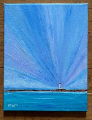 ACRYLIC PAINTING #243 LIGHTHOUSE SKY on 11x14 CANVAS by SDSchwitters