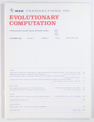 2000 Nov IEEE EVOLUTIONARY COMPUTATION genetic algorithms OPERATIONS RESEARCH