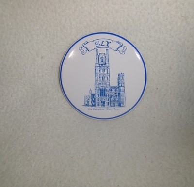 Ely Cathedral West Tower, England, Round Drink Coaster Souvenir-Vintage 1975
