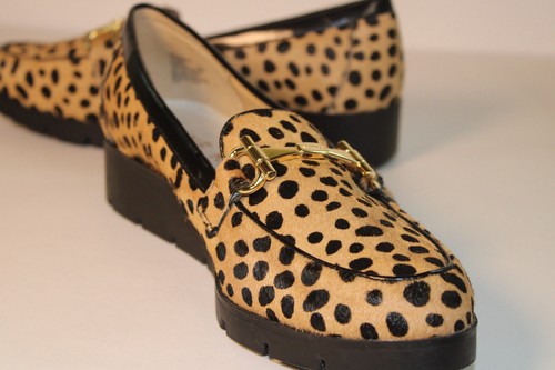 Anne Klein Loafers Shoes Flex Cow Hair Leather Tan Leopard Print Women’s 8 - Picture 4 of 10