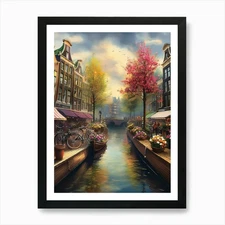 Amsterdam Flower Market Print, Mati Framed Wall Art Poster Canvas Print Picture