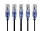 SlimRun Cat6A Ethernet Patch Cable Network RJ45 Stranded UTP 30AWG 3ft Black 5pk