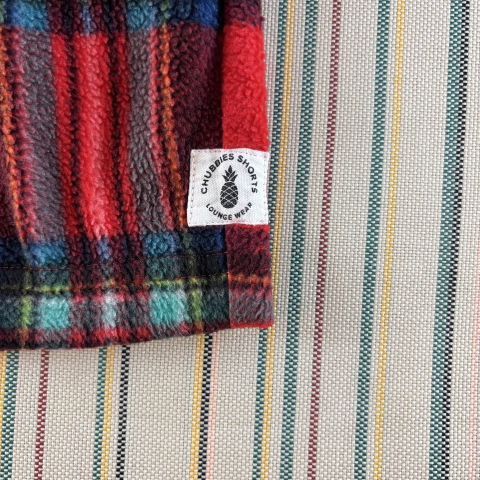 Pantalones Cortos Chubbies Para Hombre XL Rojo A Cuadros Polar Salón Cordón Cintura Acogedores Bolsillos Foto 2 de 4