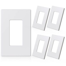1 Gang Screwless Wall Plates Decorator Outlet Cover Matte White 5 Pack ELEGRP