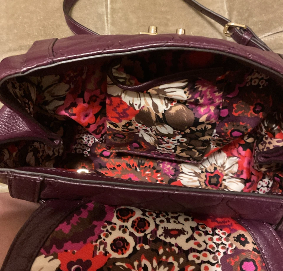 Vera Bradley Quilted Leather Mini Stella Satchel Bag in Aubergine - Image 4 of 4