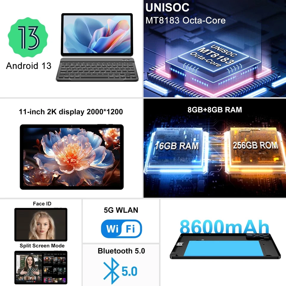 2025 2K Tablet 11 Inch Android 13 | Octa-Cores | 16GB RAM+256GB ROM | 2K Disp... - Image 2 of 4