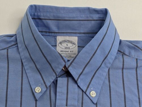 Brooks Brothers Shirt Mens Small Blue Gray Stripe Long Sleeve - Picture 3 of 12