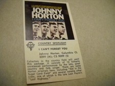 JOHNNY HORTON original 1965 music biz promo lp review I CAN'T FORGET YOU