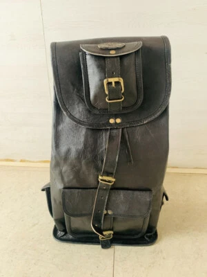 Sac à dos pour ordinateur portable vintage super fort en cuir de chèvre sac à... - Photo 1/4