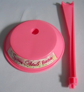 Barbie Collector Doll PINK Straddle POST DISPLAY STAND Acc AVON SPRING PETALS #2