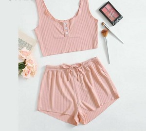 Bebe Rose Nœud Avant Tricot A Cotes Salon Ensemble Femme Ete Degagee Nageur Nuit Ebay