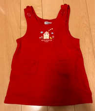 MIKI HOUSE red jumper skirt 80 approx. 12M with pockets and embroidery