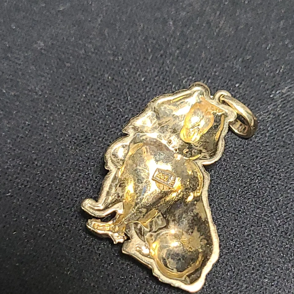 Colgante Collie Perro Oro Amarillo 10K 3.4g con Collar Diamante Etiqueta Lassie Cachorro Foto 4 de 4