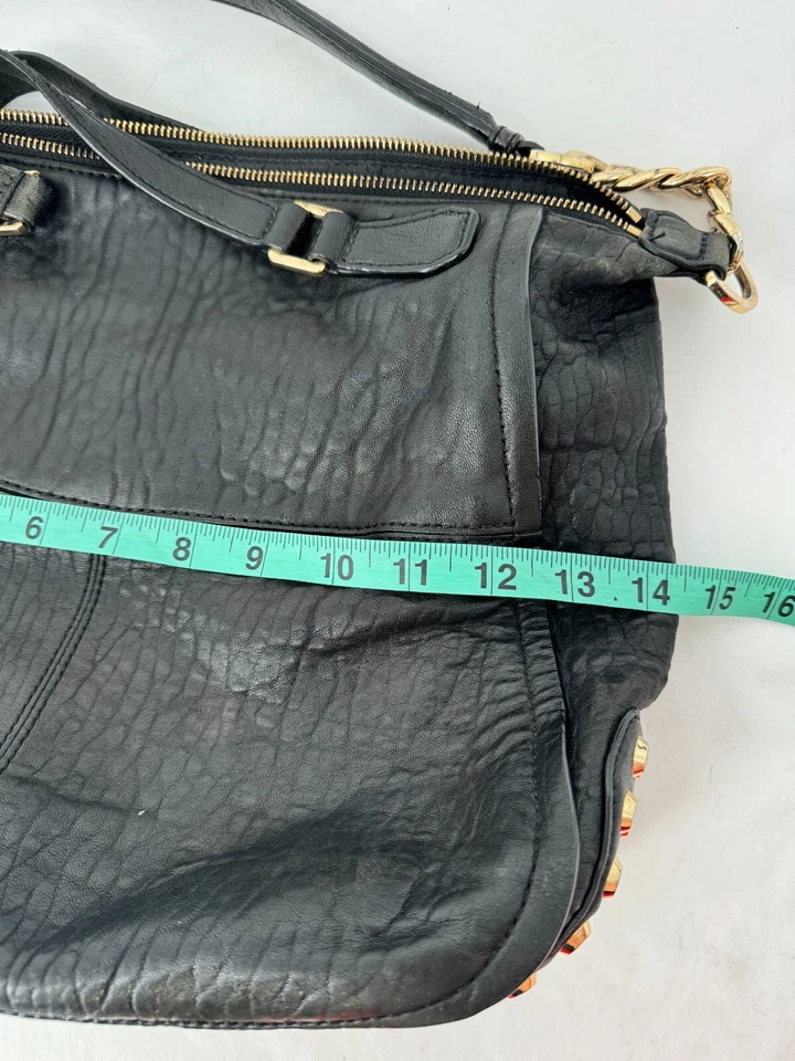 De Colección Michael Kors Negro Lujoso Cuero Guijarro Dorado Tachuelas Bolso de Mano Foto 4 de 4