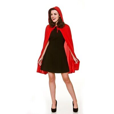 Adult Ladies Short Little Red Riding Hood Cape & Hood Cloak Fancy Dress 