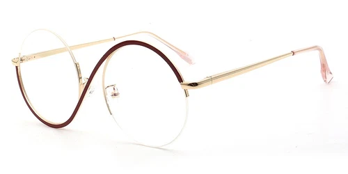 Stilvolle Damen Herren Runde Halbrand Brille Regenbogen Brille Brillengestell Halbrandlos - Bild 22 von 41