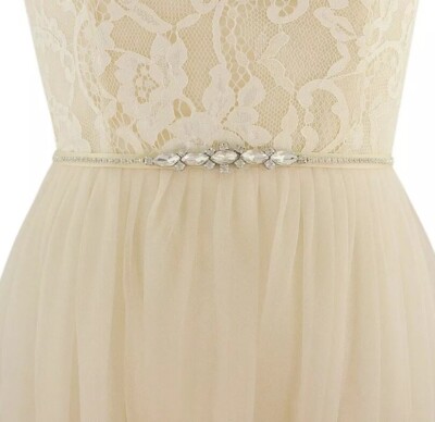 Off White Ribbon & Crystals Gürtel Hochzeit  Brautgürtel